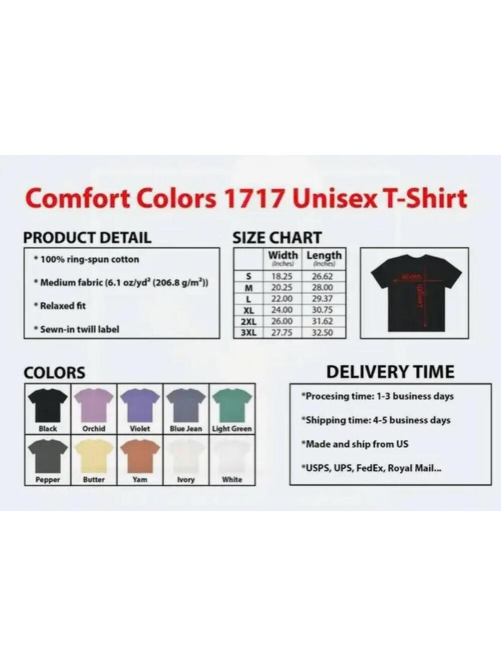 Comfort Colors T-Shirt American Flag size XL - Picture 2 of 2
